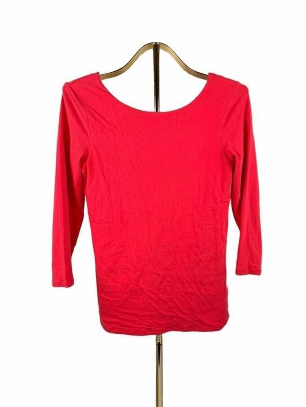 Boden Scoop Neck Long Sleeve Top US 8 Red Cotton Blend Tee